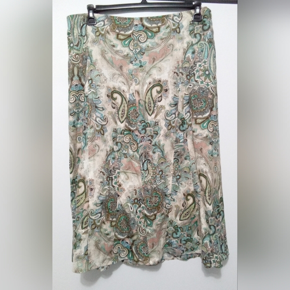 Requirements Dresses & Skirts - Requirements Paisley A-Line Skirt in Teal, Blush & Cream - Size 16